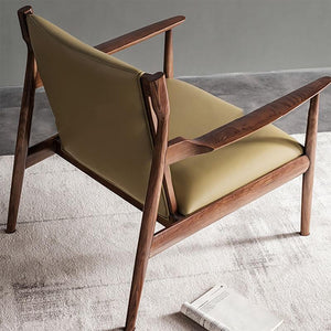 Hans CH65 Claude Easy Armchair – Solid Oak Frame with Real Leather Seating Surface, Contemporary Modern Accent Chair, Green & Black Finish - My Store