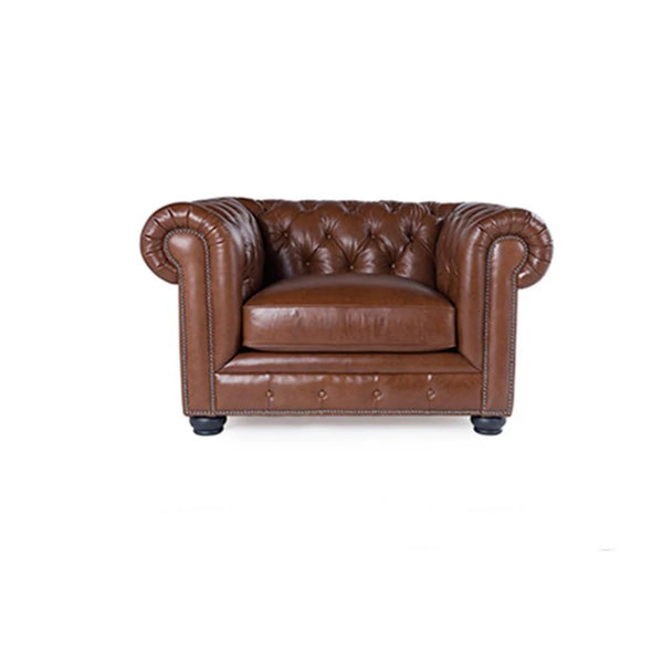 The Chesterfield Armchair – Classic Real Leather Style Sofa Chair with Wooden Frame, Modern Contemporary Accent Seating for Living Room, Office & Lounge - My Store