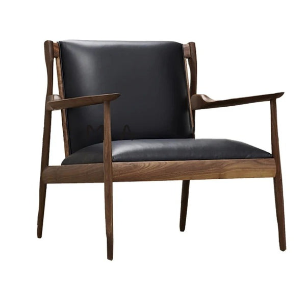 Hans CH65 Claude Easy Armchair – Solid Oak Frame with Real Leather Seating Surface, Contemporary Modern Accent Chair, Green & Black Finish - My Store