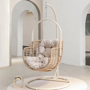 Galilea Rattan Garden Hanging Egg Chair with Stand – Indoor & Outdoor Swing Chair with Metal Frame, Woven Rope Design, Comfortable Garden Lounger for Patio, Balcony & Conservatory Seating - My Store