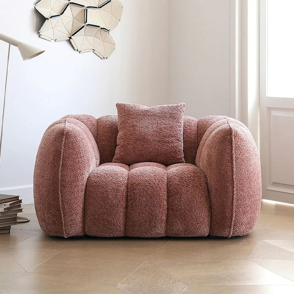 Welton Pumpkin Boucle Armchair – Contemporary Modern Accent Lounge Chair with High-Resilience Cushioning - My Store