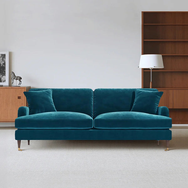 Ismail Velvet Two Seater Sofa Loveseat – Modern Compact Couch with Solid Wood Frame, Soft Upholstery Living Room Furniture (Claret, Teal, Black) - My Store