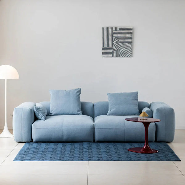 Gagnon Modular Sofa – Contemporary Leathaire Two Seater Sofa in Light Blue / Greyish Blue / White – Modern Comfortable Modular Couch for Living Room - My Store