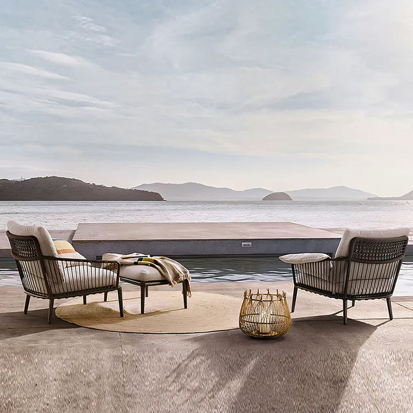 Orpheus Outdoor Rattan Lounge Chair Set – Modern Patio Chaise Lounge with Aluminium Frame, Waterproof Cushions, Garden Seating Set for Outdoor Living (Black/Grey) - My Store