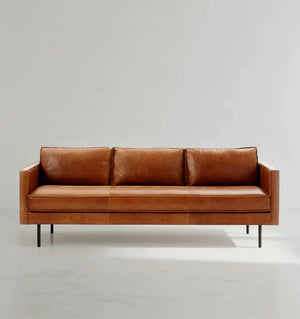 Barbican Real Leather Sofa Set – 2 Seater & 3 Seater Couch | Contemporary Cowhide Leather Living Room Sofa with High-Density Foam Cushions & Steel Frame - My Store
