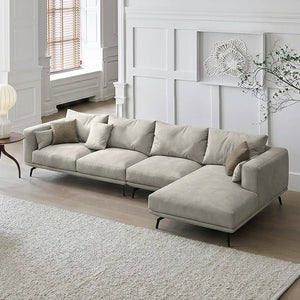 NR23 3-Seater Corner Sofa (260 cm)– Leathaire L-Shape Sectional Couch, Modern Contemporary Sofa Set with Soft Upholstery – Greige (Made-to-Order Colours Available) - My Store