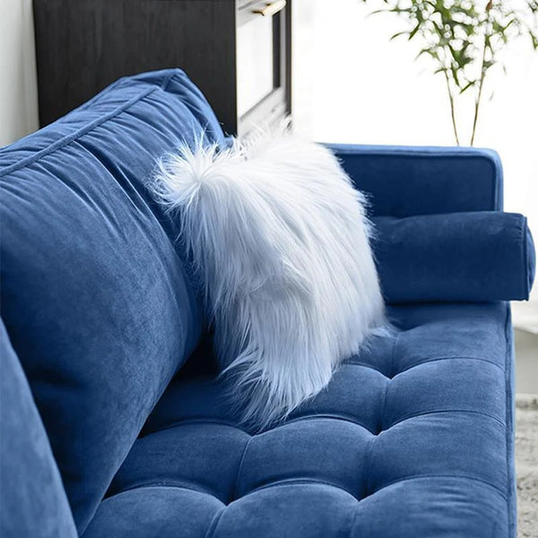 Hanoi Velvet Two Seater Sofa – Modern Contemporary 2-Seater Couch with Painted Steel Legs, Comfortable Upholstered Living Room Sofa (Grey, Blue, Green, Yellow) - My Store