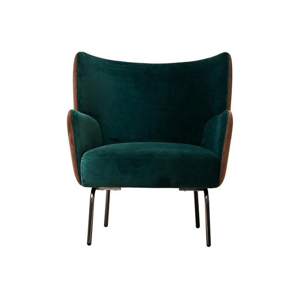 Jovanny Velvet Armchair – Contemporary Accent Chair with Stainless Steel Frame & High-Density Foam Cushioning, Modern Luxury Single Seater Lounge Chair for Living Room, Bedroom & Office – Dark Green / Caramel - My Store