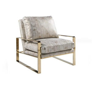 Reece Contemporary Fabric Armchair with Painted Steel Legs – Modern Blue & Gold Accent Chair for Living Room, Lounge or Office - My Store