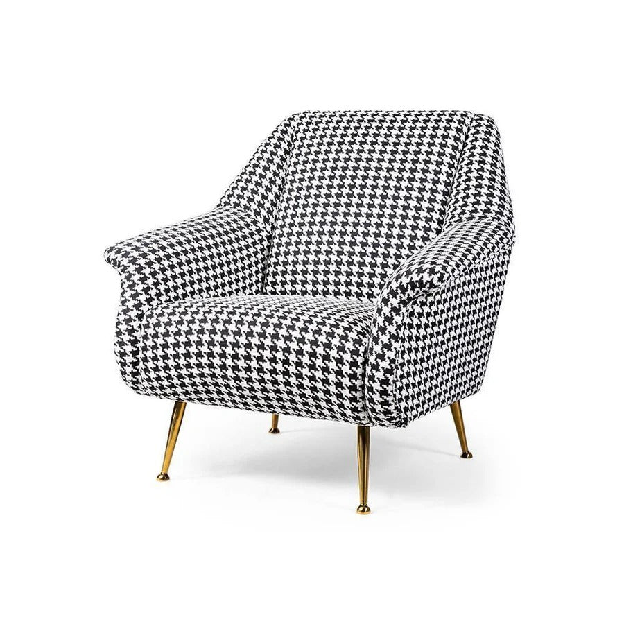 Sidbury Linen Upholstered Armchair – Contemporary Houndstooth Accent Chair with High-Density Sponge Cushion & Painted Steel Frame, Modern Living Room Seating - My Store