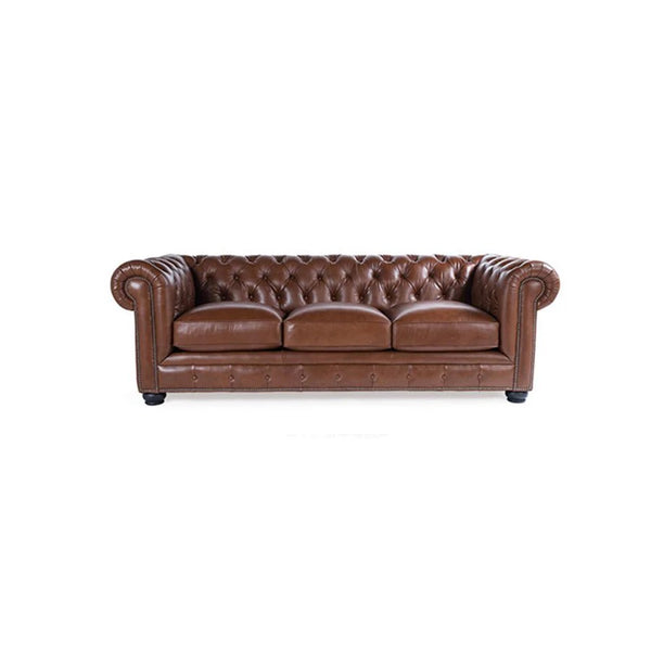 The Chesterfield Armchair – Classic Real Leather Style Sofa Chair with Wooden Frame, Modern Contemporary Accent Seating for Living Room, Office & Lounge - My Store