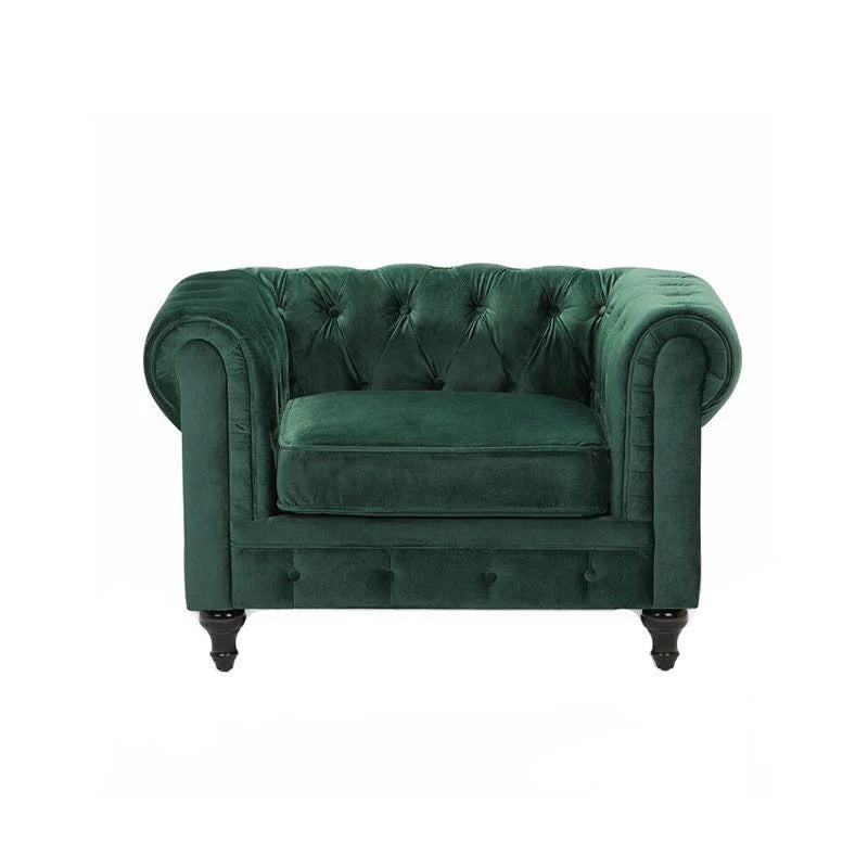ChicComfort Chesterfield Velvet Armchair – Modern Upholstered Accent Lounge Chair with Solid Wood Frame, Contemporary Living Room Seating (Grey, Black, White, Green, Blue, Red, Brown) - My Store