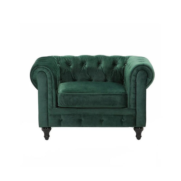 ChicComfort Chesterfield Velvet Armchair – Modern Upholstered Accent Lounge Chair with Solid Wood Frame, Contemporary Living Room Seating (Grey, Black, White, Green, Blue, Red, Brown) - My Store