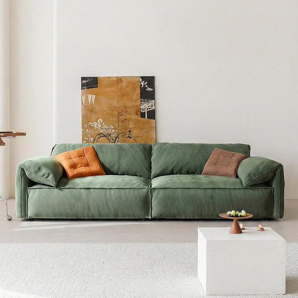 Simon S20 3 Seater Velvet Sofa – Modern Upholstered Living Room Couch | Soft High-Density Sponge Seating | Contemporary Fabric Sofa (Green, Khaki, Mocha, Yellow) 180 cm - My Store