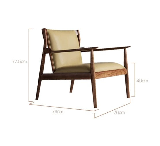 Hans CH65 Claude Easy Armchair – Solid Oak Frame with Real Leather Seating Surface, Contemporary Modern Accent Chair, Green & Black Finish - My Store