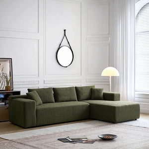Ortega Modular Sofa Bed, 3 Seater Corner Sofa Bed with Storage, Boucle Upholstered Pull Out Sofa Bed, Convertible L Shaped Sleeper Sofa for Living Room, Green