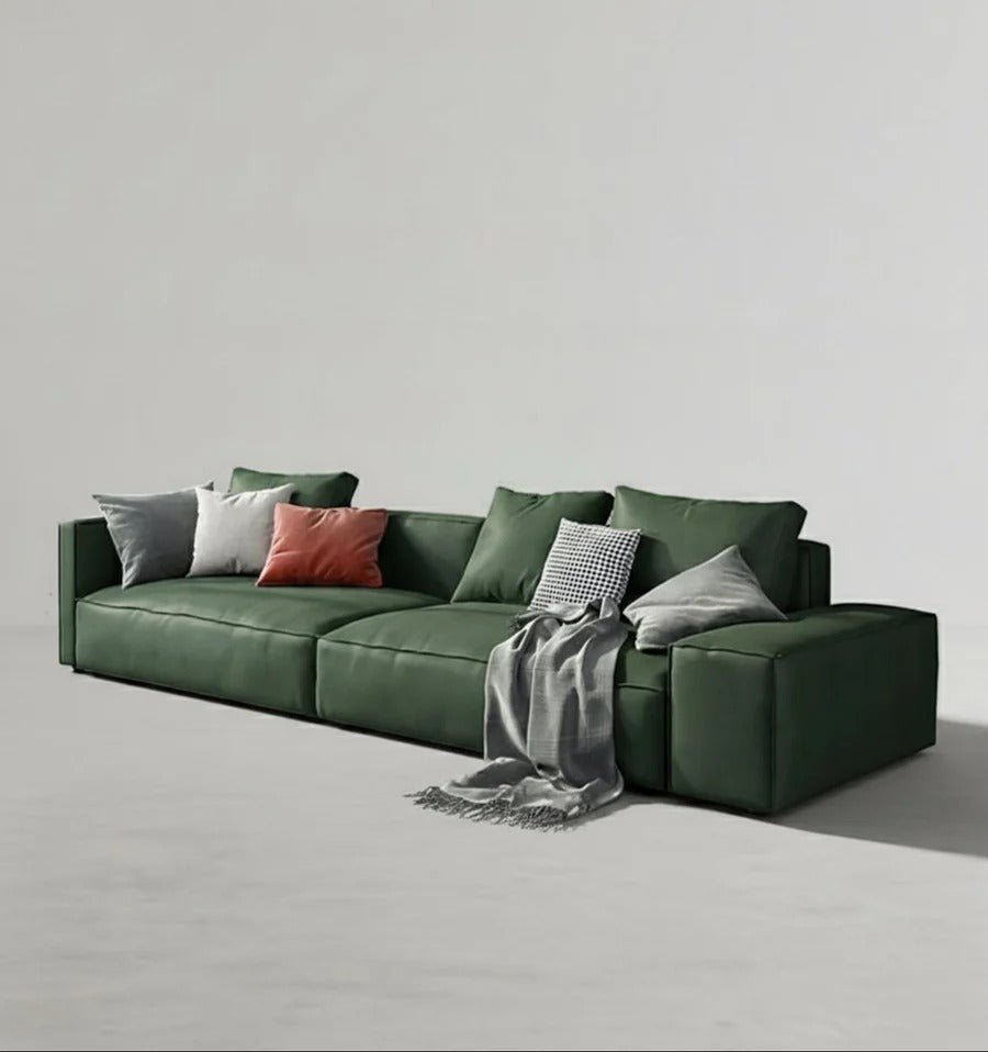 Aula 3 Seater Modular Sofa – Modern Leathaire Upholstered Couch, Contemporary Living Room Sofa with Metal Legs, Comfortable 3-Seater Seating in Green, Black, White & Blue - My Store