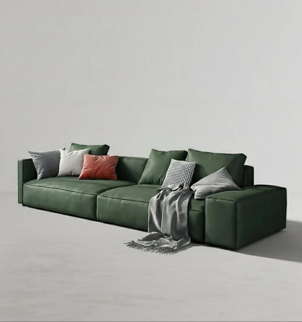Aula 4 Seater Modular Sofa – Modern Leathaire Upholstered Large Couch, Contemporary Living Room Sofa with Metal Legs, Spacious 4-Seater Seating in Green, Black, White & Blue - My Store