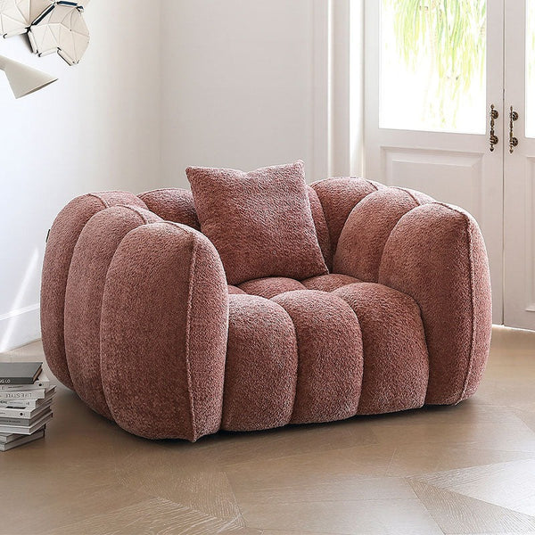 Welton Pumpkin Boucle Armchair – Contemporary Modern Accent Lounge Chair with High-Resilience Cushioning - My Store