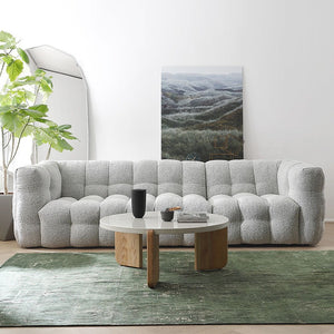 Zobah Grey Boucle Two Seater Sofa – Modern Contemporary Upholstered Loveseat with Soft Textured Fabric, Comfortable Seating for Living Room - My Store