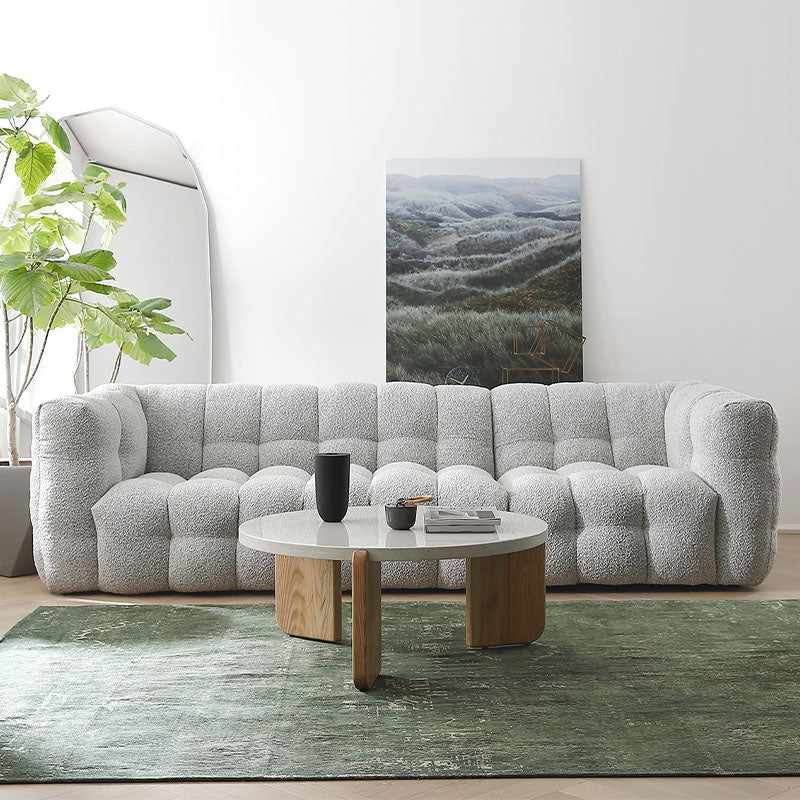 Zobah Grey Boucle Three Seater Sofa – Modern Contemporary Upholstered Couch with Soft Textured Fabric, Comfortable Seating & Sturdy Frame for Living Room - My Store