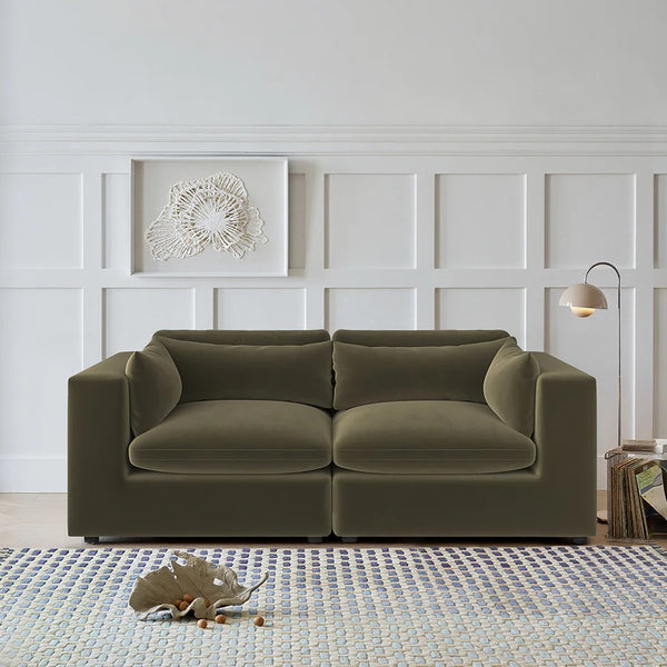 Makhmudov 2-Seater Loveseat Sofa – Luxury Velvet & Boucle Upholstered Modern Sofa, High-Density Foam Cushion, Contemporary Compact Couch for Living Room - My Store