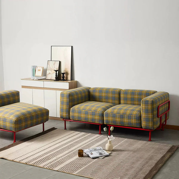 Velez Modular Linen Sofa – Contemporary 2 Seater or 3 Seater Living Room Sofa with Stainless Steel Frame, Modern Modular Couch for Home Lounge - My Store
