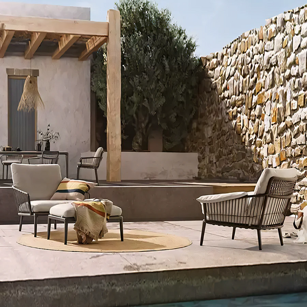 Orpheus Outdoor Rattan Lounge Chair Set – Modern Patio Chaise Lounge with Aluminium Frame, Waterproof Cushions, Garden Seating Set for Outdoor Living (Black/Grey) - My Store