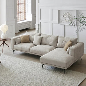 NR23 3-Seater Corner Sofa (260 cm)– Leathaire L-Shape Sectional Couch, Modern Contemporary Sofa Set with Soft Upholstery – Greige (Made-to-Order Colours Available) - My Store