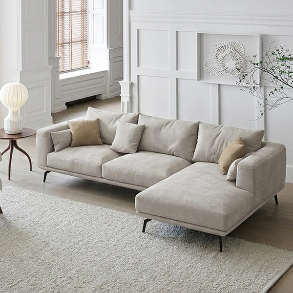 NR23 3-Seater Corner Sofa (260 cm)– Leathaire L-Shape Sectional Couch, Modern Contemporary Sofa Set with Soft Upholstery – Greige (Made-to-Order Colours Available) - My Store