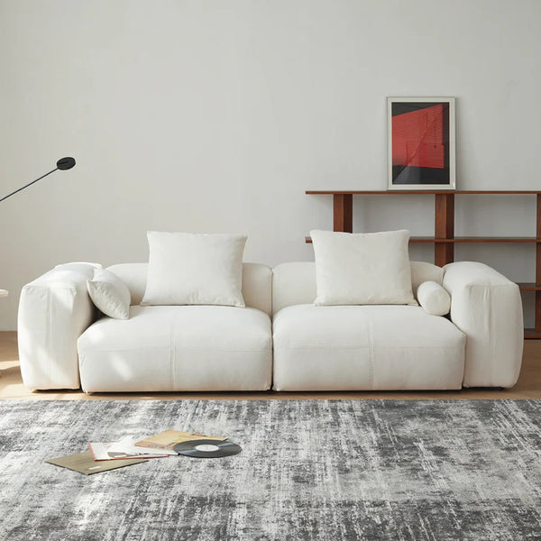 Gagnon Modular Sofa – Contemporary Leathaire Two Seater Sofa in Light Blue / Greyish Blue / White – Modern Comfortable Modular Couch for Living Room - My Store