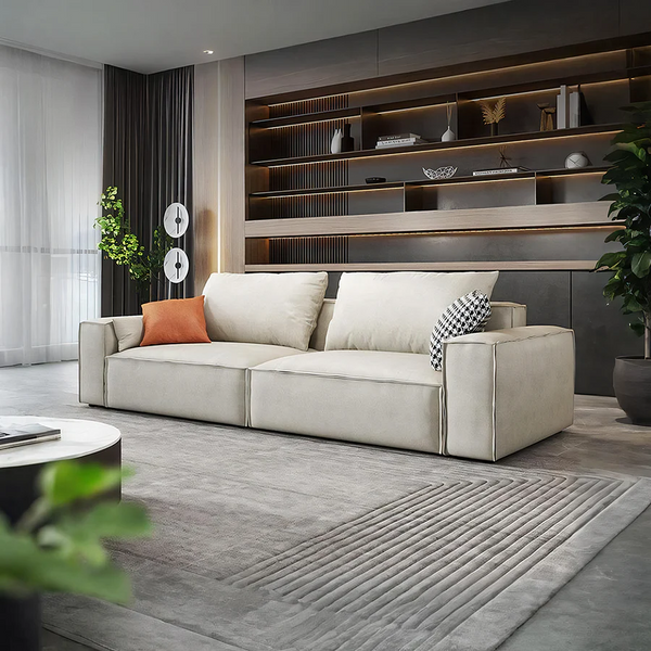 R67 Anselm Two Seater Modular Sofa – Contemporary Leathaire Upholstered Couch with High-Density Sponge Comfort – Modern 2 Seater Living Room Sofa - My Store