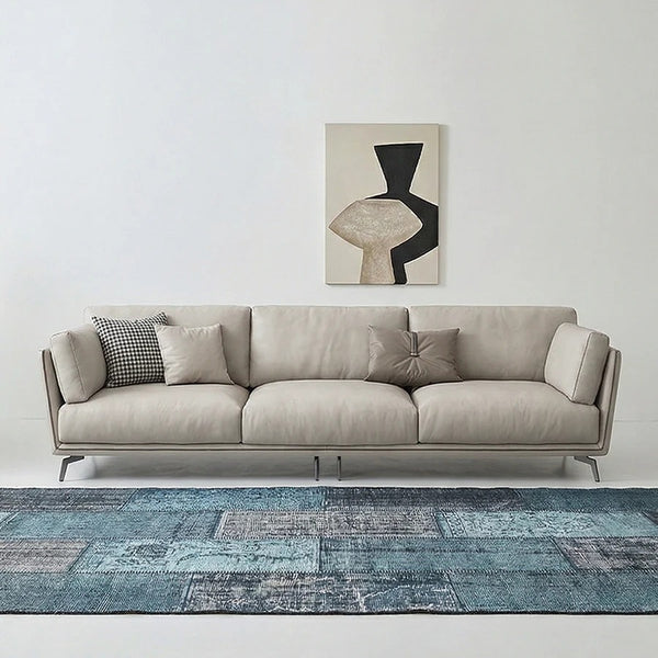 Reynold 2/3 Seater Modern Sofa – Leathaire Upholstered Contemporary Couch with High-Density Foam Cushioning, Wooden Frame Living Room Furniture (Two/Three Seater Option) - My Store