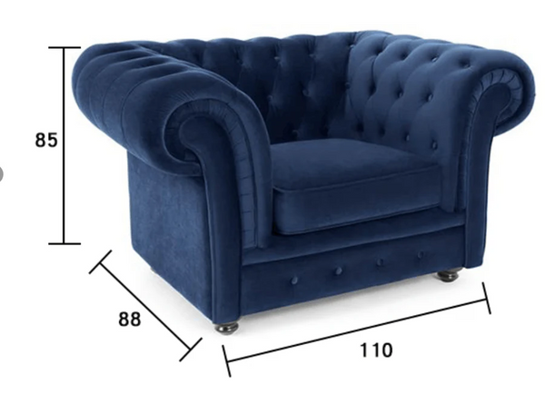 ChicComfort Chesterfield Velvet Armchair – Modern Upholstered Accent Lounge Chair with Solid Wood Frame, Contemporary Living Room Seating (Grey, Black, White, Green, Blue, Red, Brown) - My Store