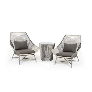 Carmean Rattan Outdoor Chair with Matching Footstool – Modern Garden Lounge Seating Set, Grey/Blue, Aluminium Frame Patio Furniture for Relaxed Outdoor Comfort - My Store