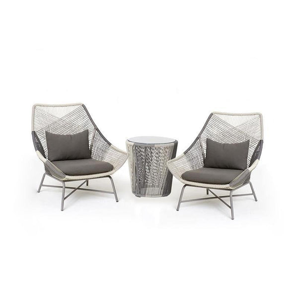 Carmean Rattan Outdoor Chair with Matching Footstool – Modern Garden Lounge Seating Set, Grey/Blue, Aluminium Frame Patio Furniture for Relaxed Outdoor Comfort - My Store