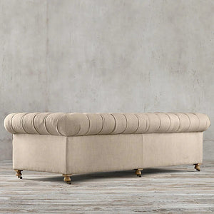 ChicComfort Velvet Two Seater Sofa – Modern Upholstered Chesterfield Style Couch with Wooden Frame, Contemporary Living Room Seating, Off White / Grey - My Store