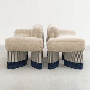 Egle Bouclé Armchair – Contemporary Accent Chair with Cashmere & Linen Upholstery, Modern Lounge Chair for Living Room or Bedroom, Blue/Red - My Store