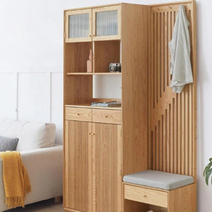 Nidda Oak Shoe Storage Bench – Contemporary Wooden Entryway Shoe Rack with Seating, Modern Hallway Organizer Bench, Oak Finish Furniture Storage Unit - My Store