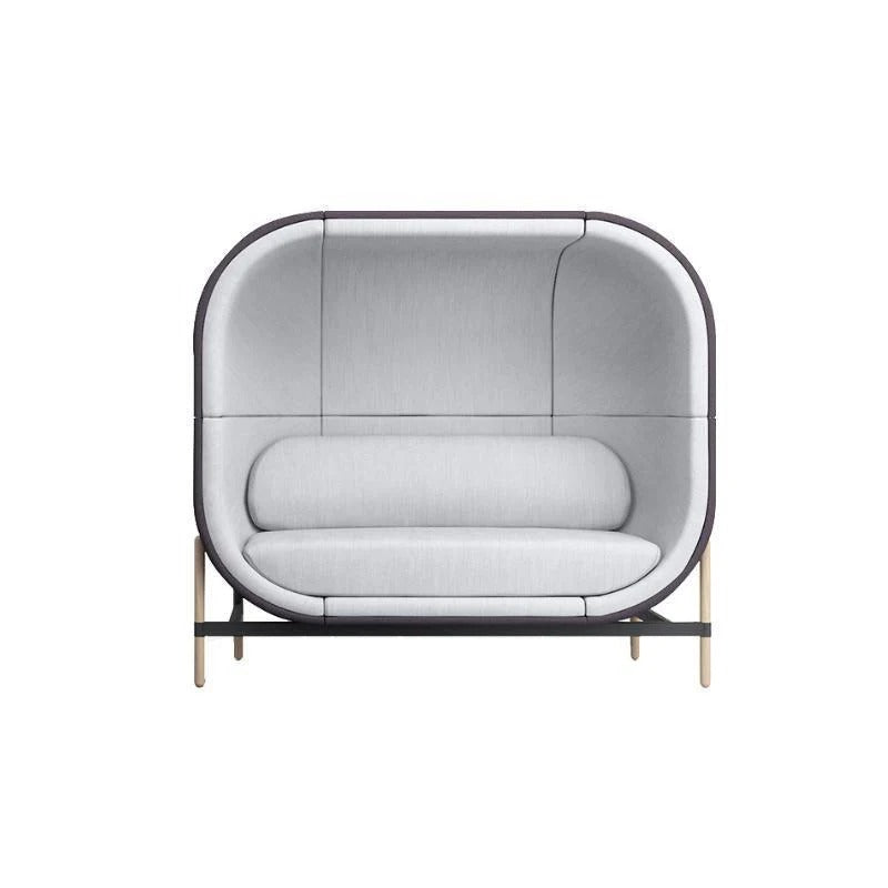 Space Egg Shape Velvet Sofa – Modern Two Seater Lounge Chair with Matching Single Seater Accent Chair, Wooden Frame Living Room Furniture (White & Purple) - My Store