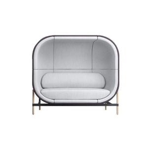 Space Egg Shape Velvet Sofa – Modern Two Seater Lounge Chair with Matching Single Seater Accent Chair, Wooden Frame Living Room Furniture (White & Purple) - My Store