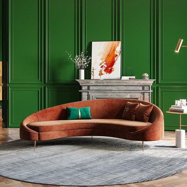 Verano Three Seater Red Velvet Sofa with Painted Steel Legs – Modern Contemporary Upholstered Living Room Couch - My Store