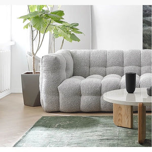 Zobah Grey Boucle Three Seater Sofa – Modern Contemporary Upholstered Couch with Soft Textured Fabric, Comfortable Seating & Sturdy Frame for Living Room - My Store