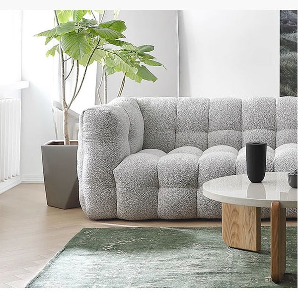 Zobah Grey Boucle Three Seater Sofa – Modern Contemporary Upholstered Couch with Soft Textured Fabric, Comfortable Seating & Sturdy Frame for Living Room - My Store
