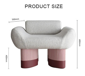 Egle Bouclé Armchair – Contemporary Accent Chair with Cashmere & Linen Upholstery, Modern Lounge Chair for Living Room or Bedroom, Blue/Red - My Store