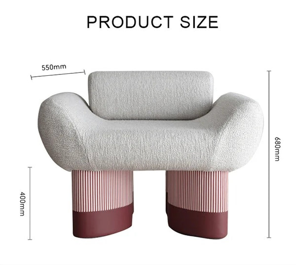 Egle Bouclé Armchair – Contemporary Accent Chair with Cashmere & Linen Upholstery, Modern Lounge Chair for Living Room or Bedroom, Blue/Red - My Store