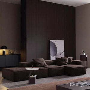 Hee Nordic Suede Sofa – Modern Two & Three Seater & Corner Sofa Set, Contemporary Living Room Couch with High-Density Sponge Cushioning, Brown Finish, Minimalist Design - My Store