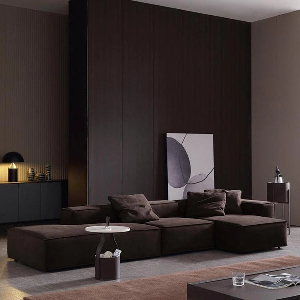 Hee Nordic Suede Sofa – Modern Two & Three Seater & Corner Sofa Set, Contemporary Living Room Couch with High-Density Sponge Cushioning, Brown Finish, Minimalist Design - My Store