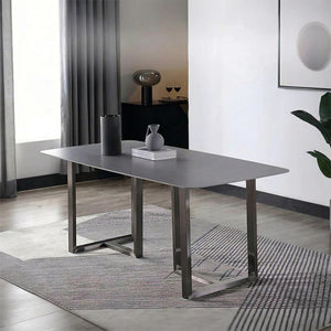 Camden Grey Dining Table – Modern Painted Steel Metal Dining Table for Kitchen, Dining Room & Contemporary Home Spaces