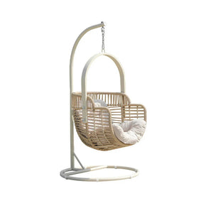 Galilea Rattan Garden Hanging Egg Chair with Stand – Indoor & Outdoor Swing Chair with Metal Frame, Woven Rope Design, Comfortable Garden Lounger for Patio, Balcony & Conservatory Seating - My Store